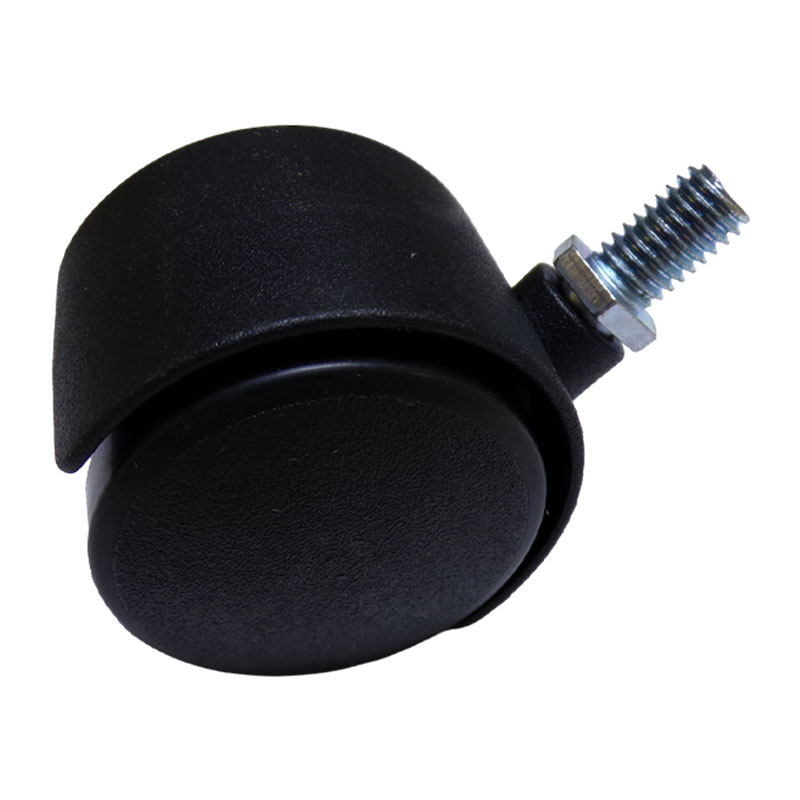 CASTER WHEEL PVC BLACK WITH 8MM BOLT SWV WOB 50MM
