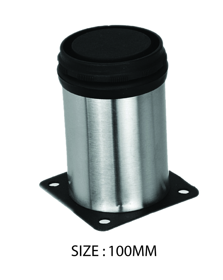STEEL ADJUSTABLE LEG 100MM SATIN ID01