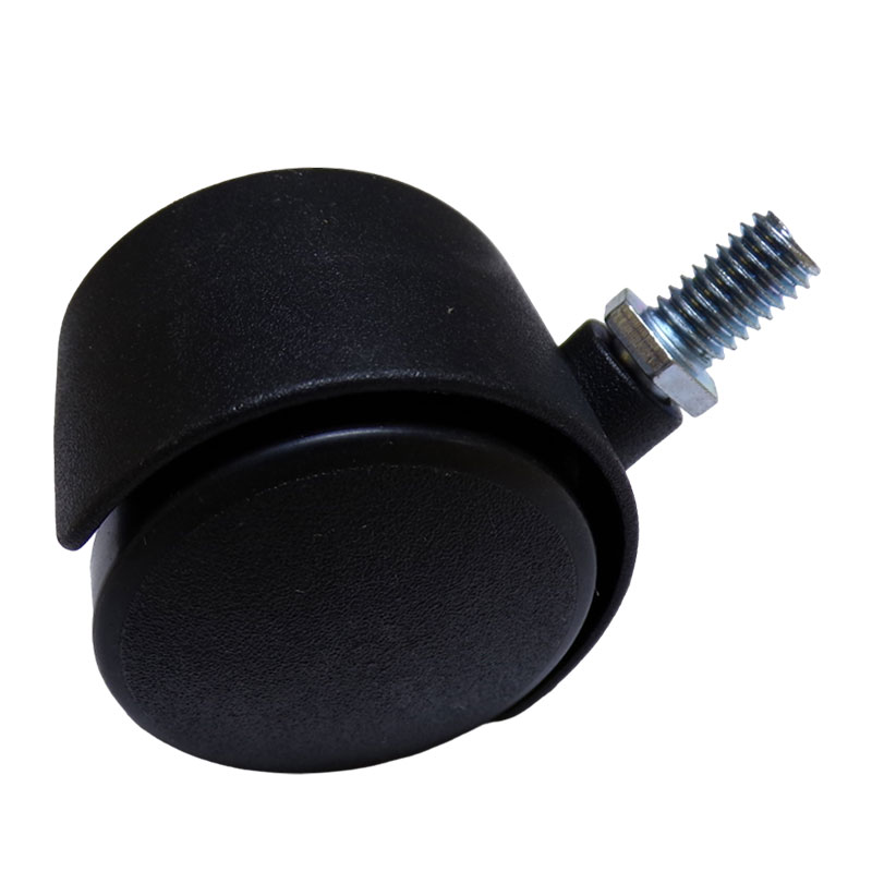 CASTER WHEEL PVC BLACK WITH 8MM BOLT SWV WOB 40MM