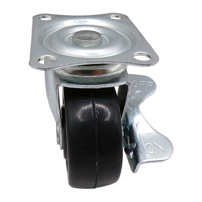 CASTER WHEEL BLACK RUBBER PLATE SWV WB 40MM