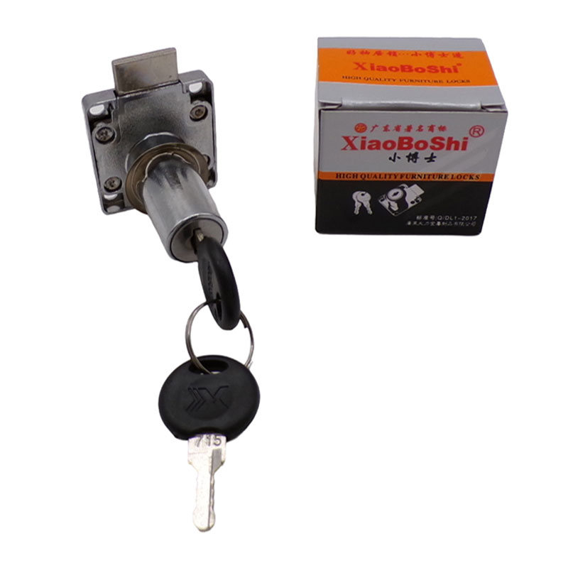 DRAWER LOCK CHROME WITH PLASTIC KEY 38MM